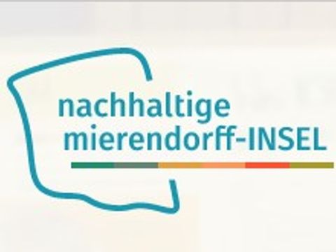 geometrische Figur in Form der Mierendorffinsel mit dem Text nachhaltige mierendorff-INSEL