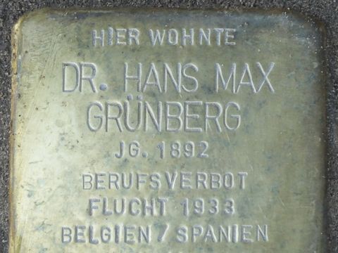 Stolperstein Dr. Max Hans Grünberg, Foto:H.-J. Hupka, 2014