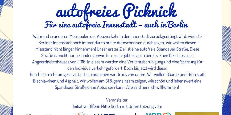 Autofreies Picknick am 31. August 2019