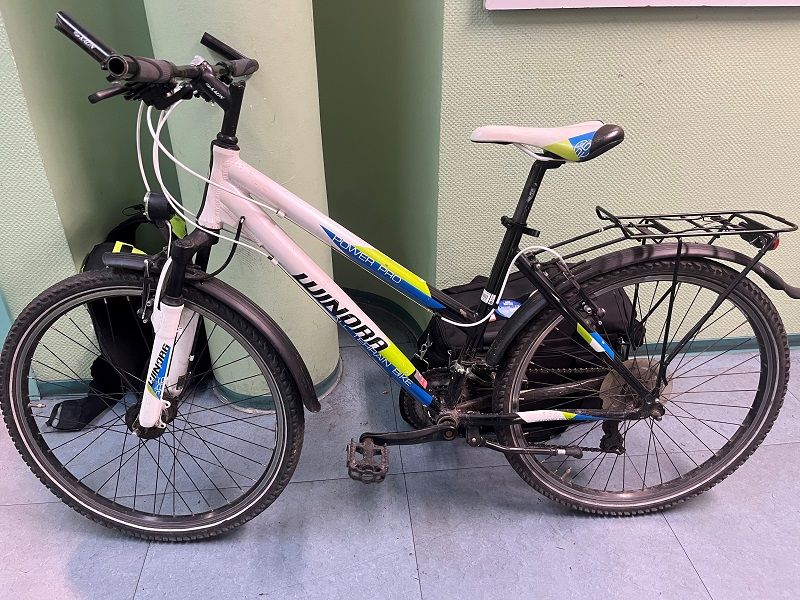 weiß-blau-grün-schwarzes Kinderfahrrad