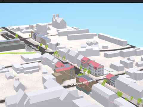 Bildvergrößerung: Dreidimensionale Simulation der Rathausstraße in Lichtenrade mit Umbaumaßnahmen 