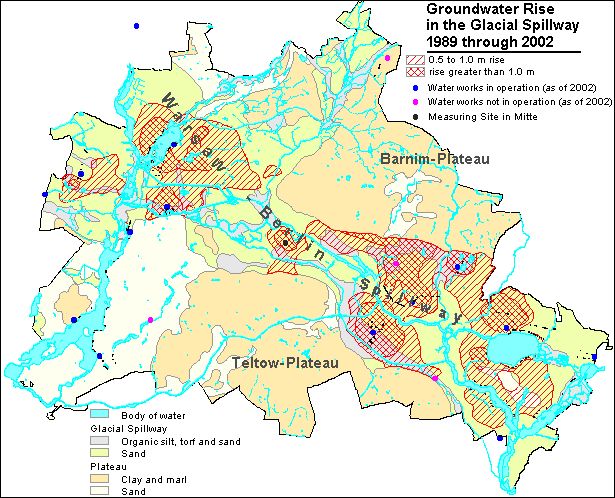 Fig. 4: Groundwater Rise during the Period 1989 through 2000.