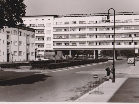 Bildvergrößerung: Weiße Stadt, Aroser Allee, Bauteil Salvisberg, Fotografie, um 1950.