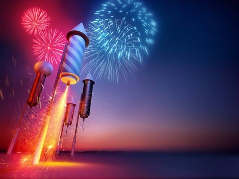 Feuerwerk und Raketen