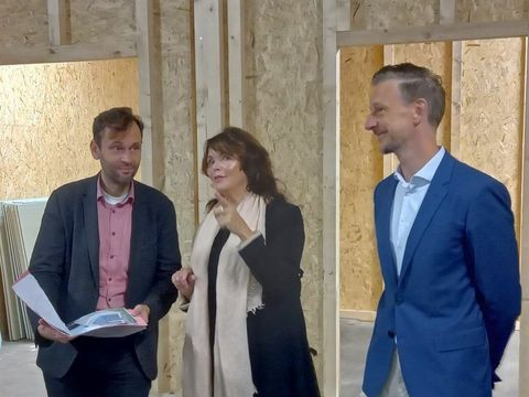 Richtfest Neubau Mensa Cecilienstraße - Dr. Torsten Kühne, Anett Marciniak und Gordon Lemm im Gespräch Kl
