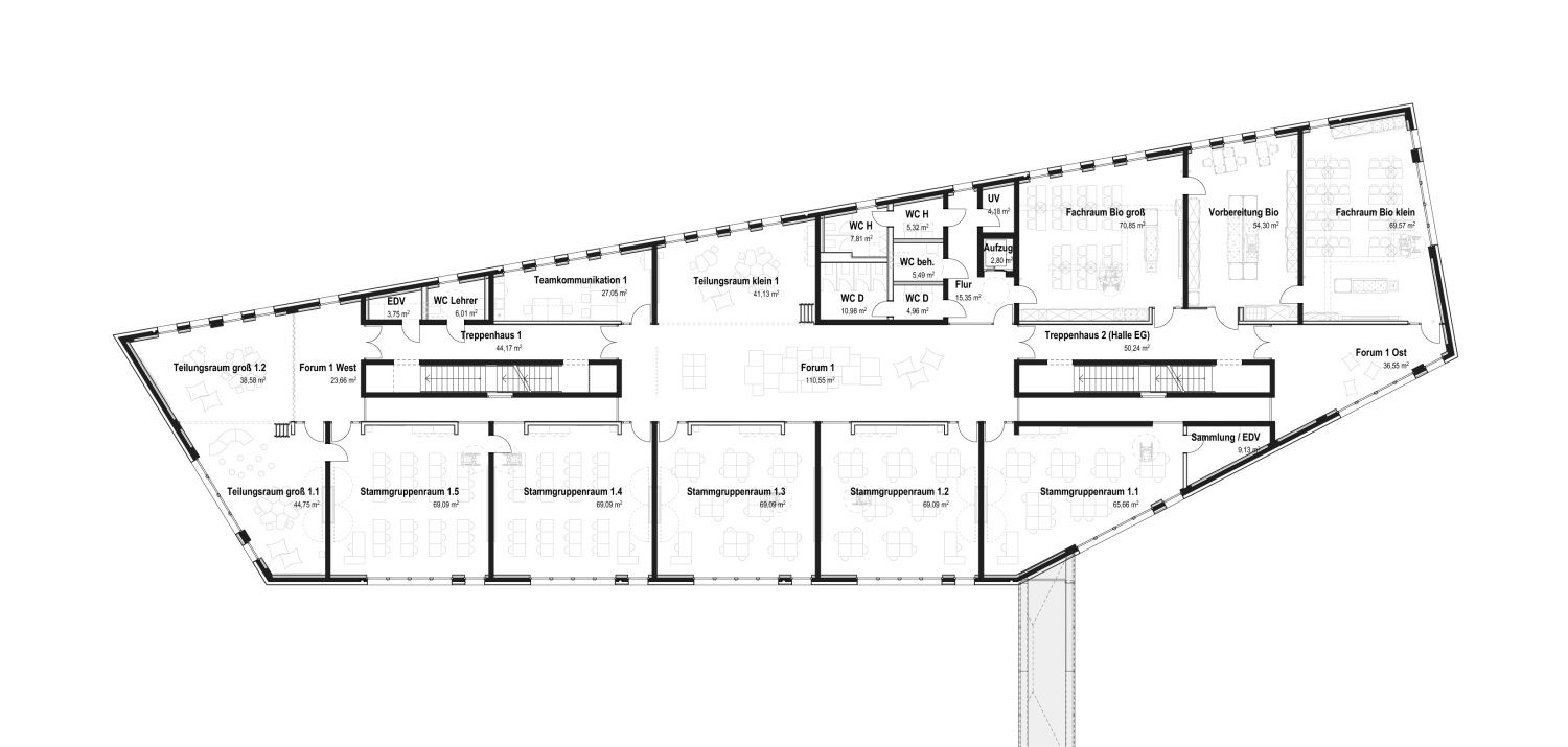 Wilhelm-Bölsche-Schule Schulgrundriss 1. Obergeschoss