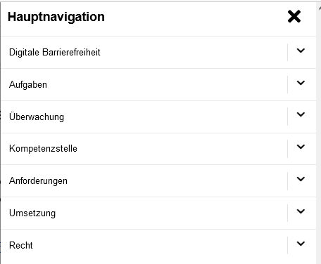 Die sieben Haupt-Bereiche im Menü