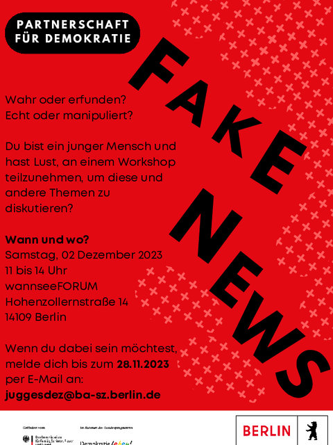 Bildvergrößerung: Einladung zum Jugendforum "Fake News" am 2.12.23