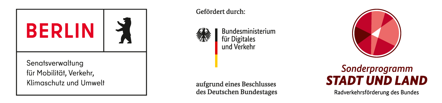 Logos Senatsverwaltung für Mobilität, Verkehr, Klimaschutz und Umwelt, Bundesministerium für Digitales und Verkehr, Sonderprogramm Stadt und Land