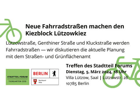 Lützowkiez: Banner für Veranstaltung am 05.03.2024