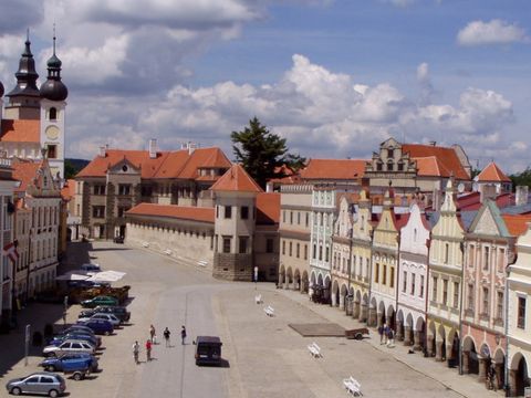 Blick auf den Zacharia-Platz in Telč, Tschechien