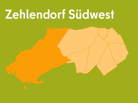 Übersichtskarte über den Bezirk mit hervorgehobener Bezirksregion Zehlendorf Südwest