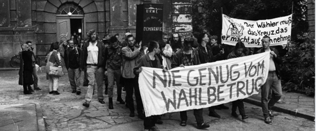 Wahldemonstration am 7. Juni 1989 vor der Ostberliner Sophienkirche