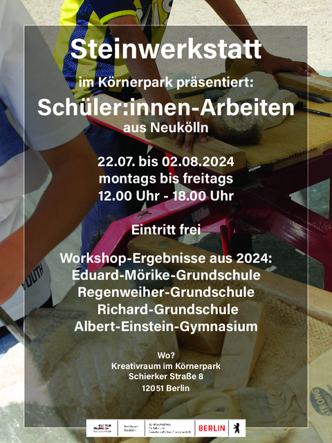 Palakt zur Ausstellung der vSchüler Arbeiten während der Steinwerkstatt 2024