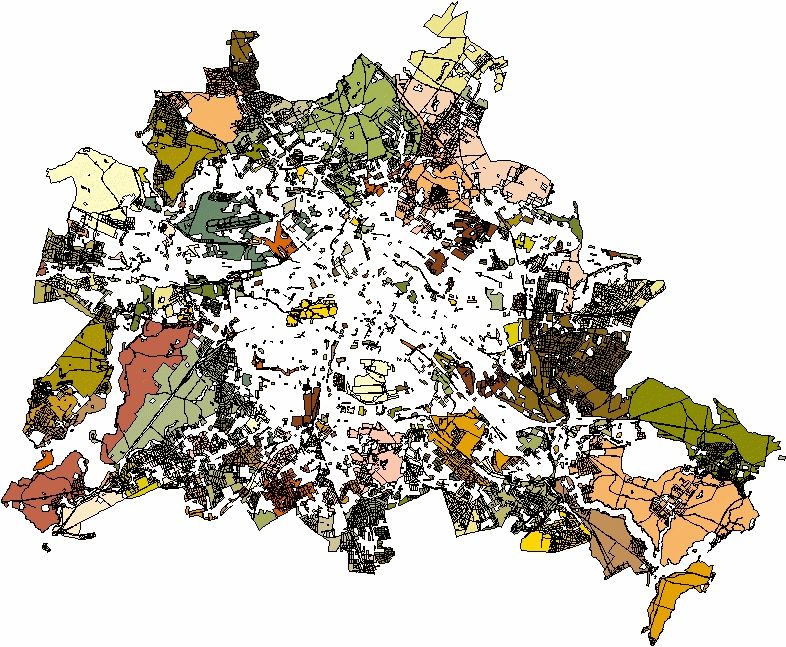 Fig. 4: Aggregation of green and open spaces; altogether 699 aggregation areas