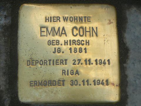 Bildvergrößerung: Stolperstein für Emma Cohn