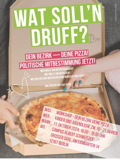 Bildvergrößerung: Plakat - Workshop Politische Mitbestimmung am 11.10.2024 in Steglitz