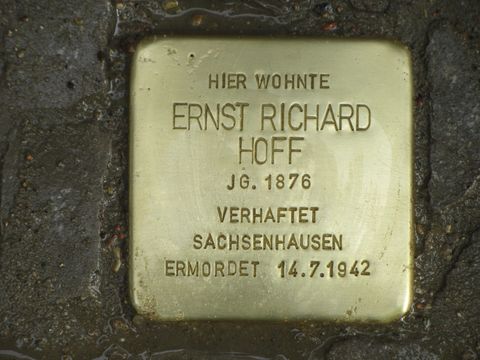 Stolperstein Ernst Richard Hoff, Foto: F. Siebold, April 2013