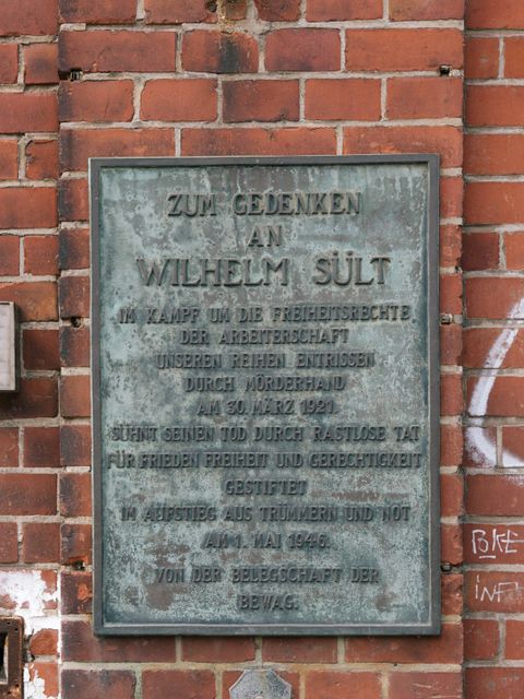 Bildvergrößerung: Gedenktafel für Wilhelm Sült