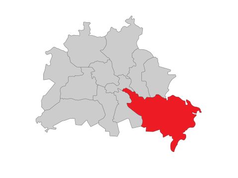 Karte von Berlin - Treptow-Köpenick markiert