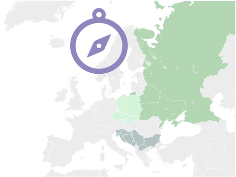 Europakarte mit markierten Ländern Mittel-, Ost- und Südosteuropas