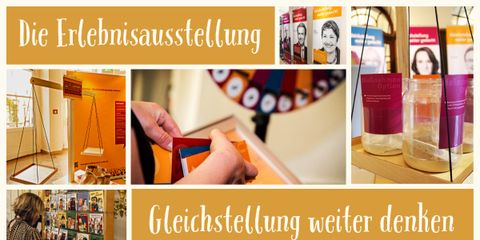 Bühnecollage für die Erlebnisausstellung Gleichstellung weiter denken