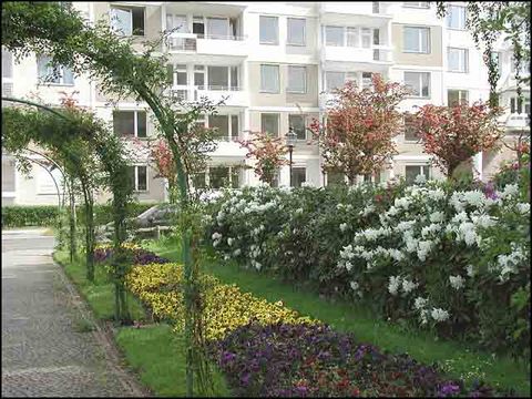 Blumenrabatte und Rhododendren