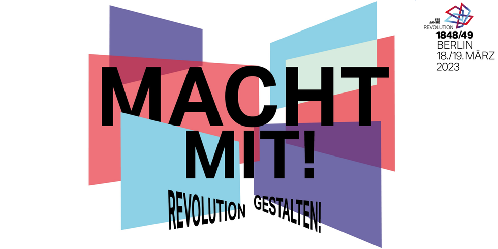 Banner: MACHT MIT! REVOLUTION GESTALTEN!
