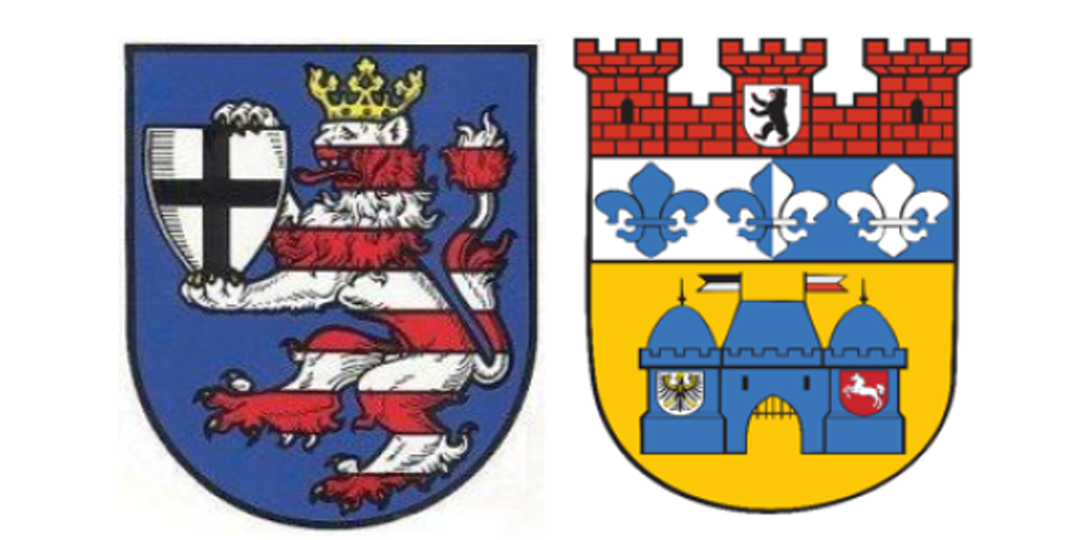 Wappen Charlottenburg-Wilmersdorf und Landkreis Marburg-Biedenkopf nebeneinander