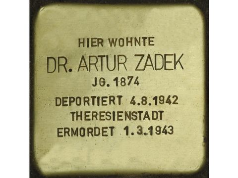 Bildvergrößerung: Stolperstein Dr. Artur Zadek