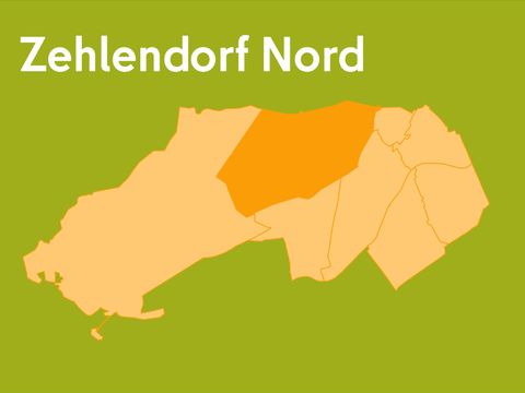 Übersichtskarte über den Bezirk mit hervorgehobener Bezirksregion Zehlendorf Nord