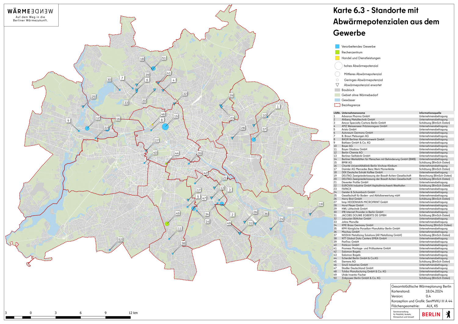 Bildvergrößerung: Karte „Standorte mit Abwärmepotenziale aus dem Gewerbe“