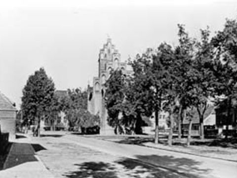 Ansicht Dorfaue mit Kirche, 1934