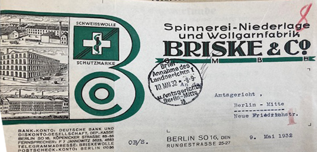 Spinnerei-Niederlage und Wollgarnfabrik BRISKE & CO