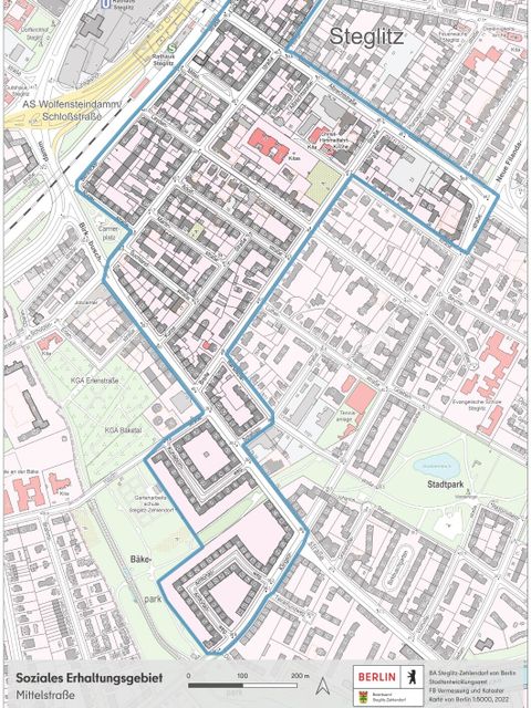 Bildvergrößerung: Karte des Sozialen Erhaltungsgebiets Mittelstraße