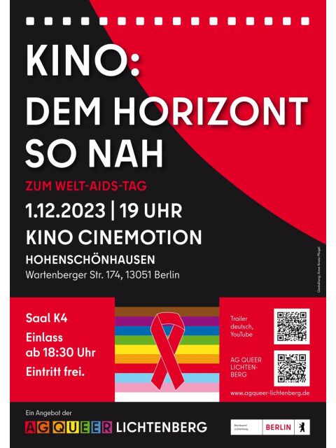 Bildvergrößerung: Plakat zur Filmvorführung "Dem Horizont So Nah" am 1. Dezember 2023 um 19 Uhr im Kino CineMotion in Hohenschönhausen