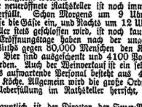 Berliner Gerichtszeitung über die Eröffnung des Ratskellers am 5.10.1869