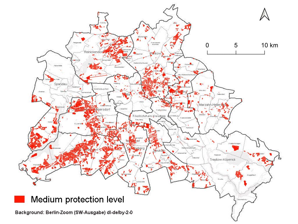 Fig. 12: Areas designated as ‘medium protection level’