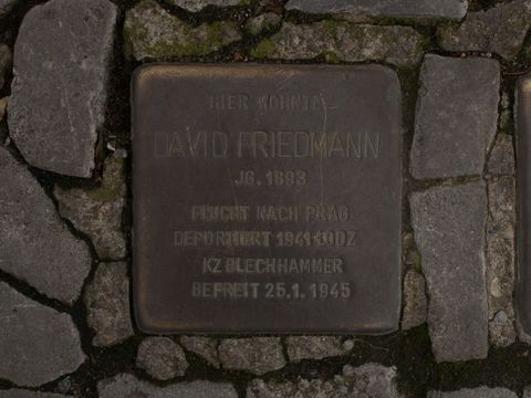 Stolperstein David Friedmann, Foto: A. Bukschat & C. Flegel, 06.04.2012