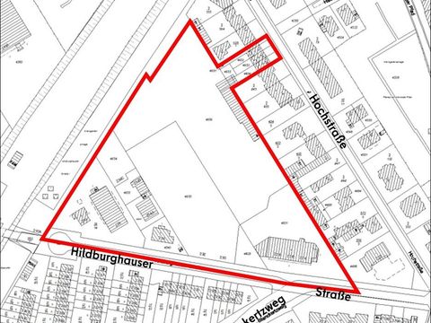 Bildvergrößerung: Übersichtsplan zum Bebauungsplanentwurf 6-8 (rot = Geltungsbereichsgrenze)