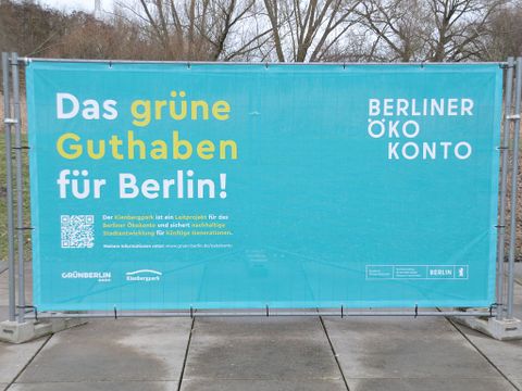 Informationsspaziergang 'Klimaresiliente Weiterentwicklung des Kienbergparks' - Banner 'Berliner Ökokonto'