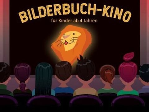 Grafik eines Kinosaales, auf der Leinwand steht Bilderbuch-Kino