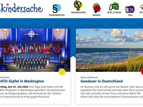 Screenshot der Webseite kindersache.de