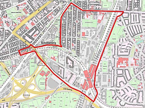 Plan des Untersuchungsgebiets Schöneberger LInse und Rote Insel