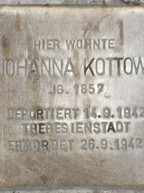 Stolperstein Johanna Kottow, Foto: H.-J. Hupka 