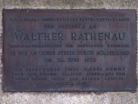 Gedenktafel Walther Rathenau