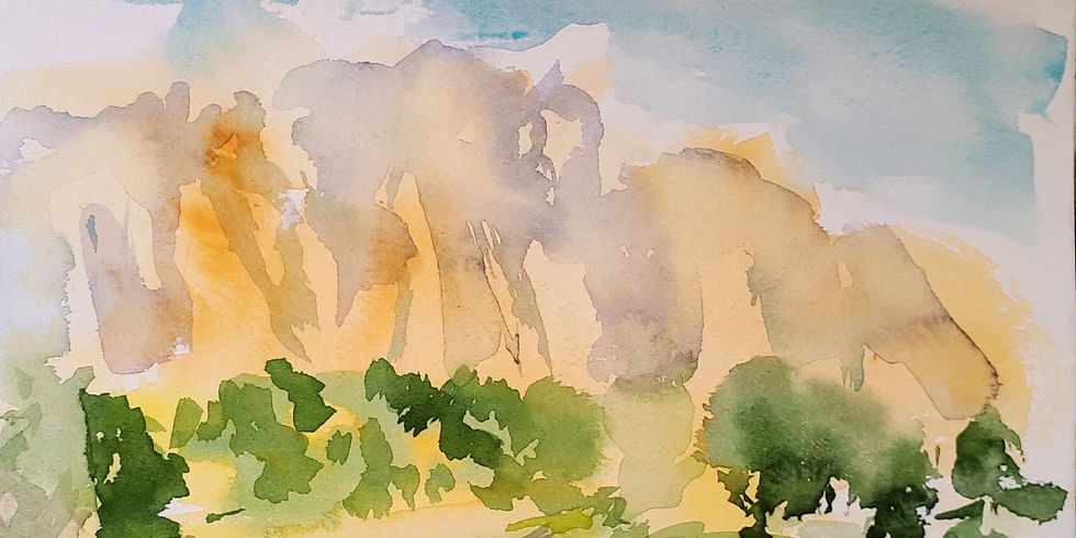 Aquarell Berge auf Zypern