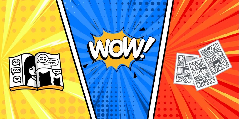 Comichefte und Schrift "WOW"