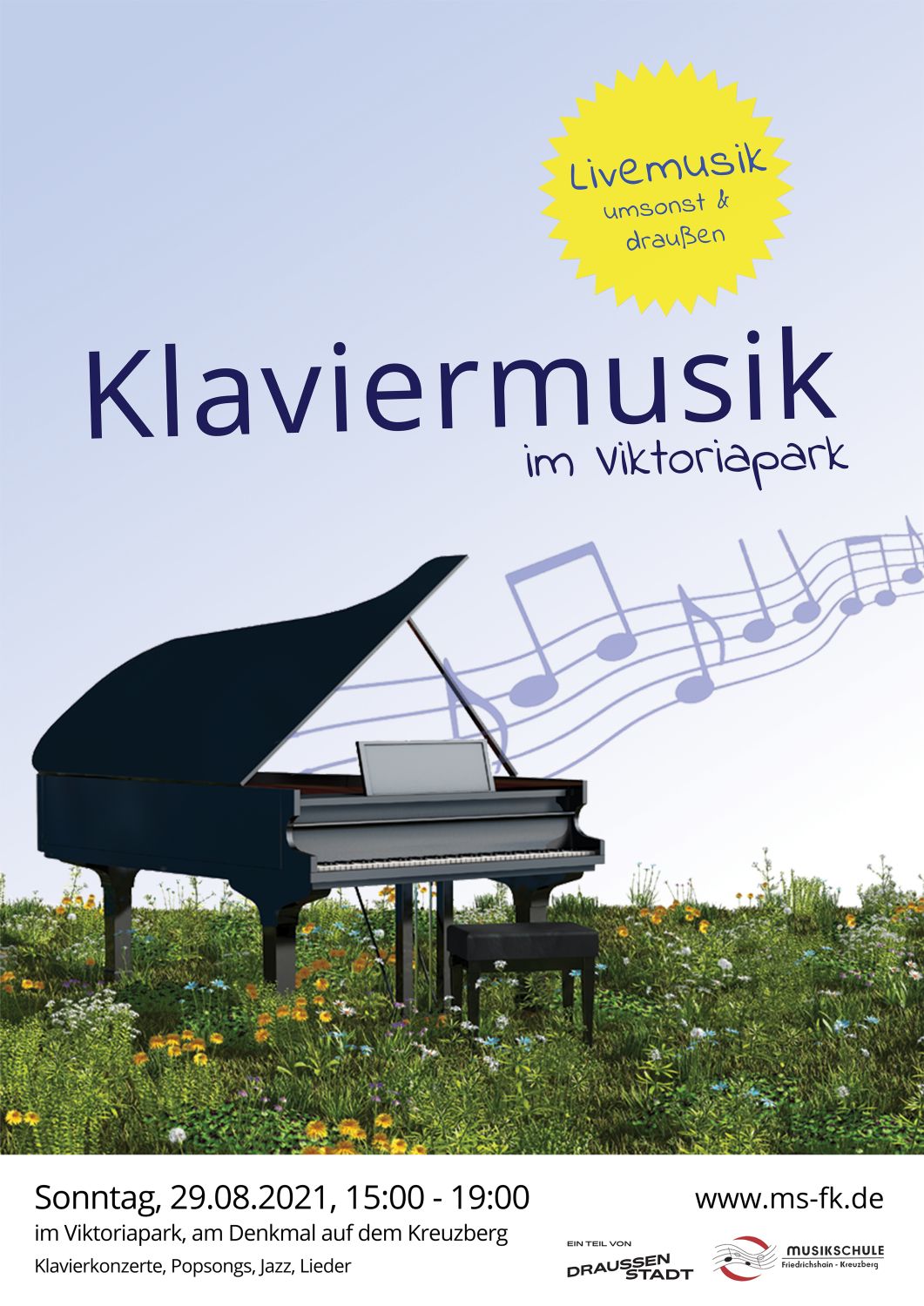 Plakat Klaviermusik im Viktoriapark