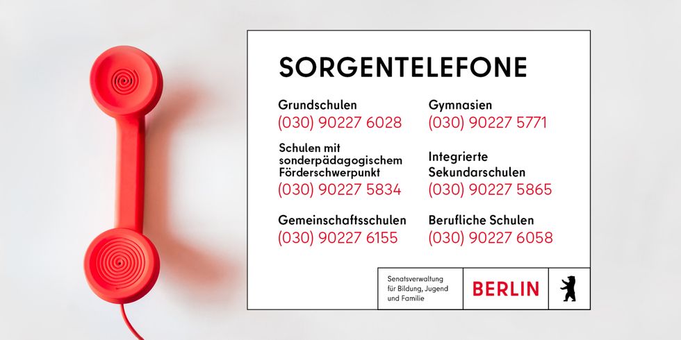 Telefonnummern des Sorgentelefons 